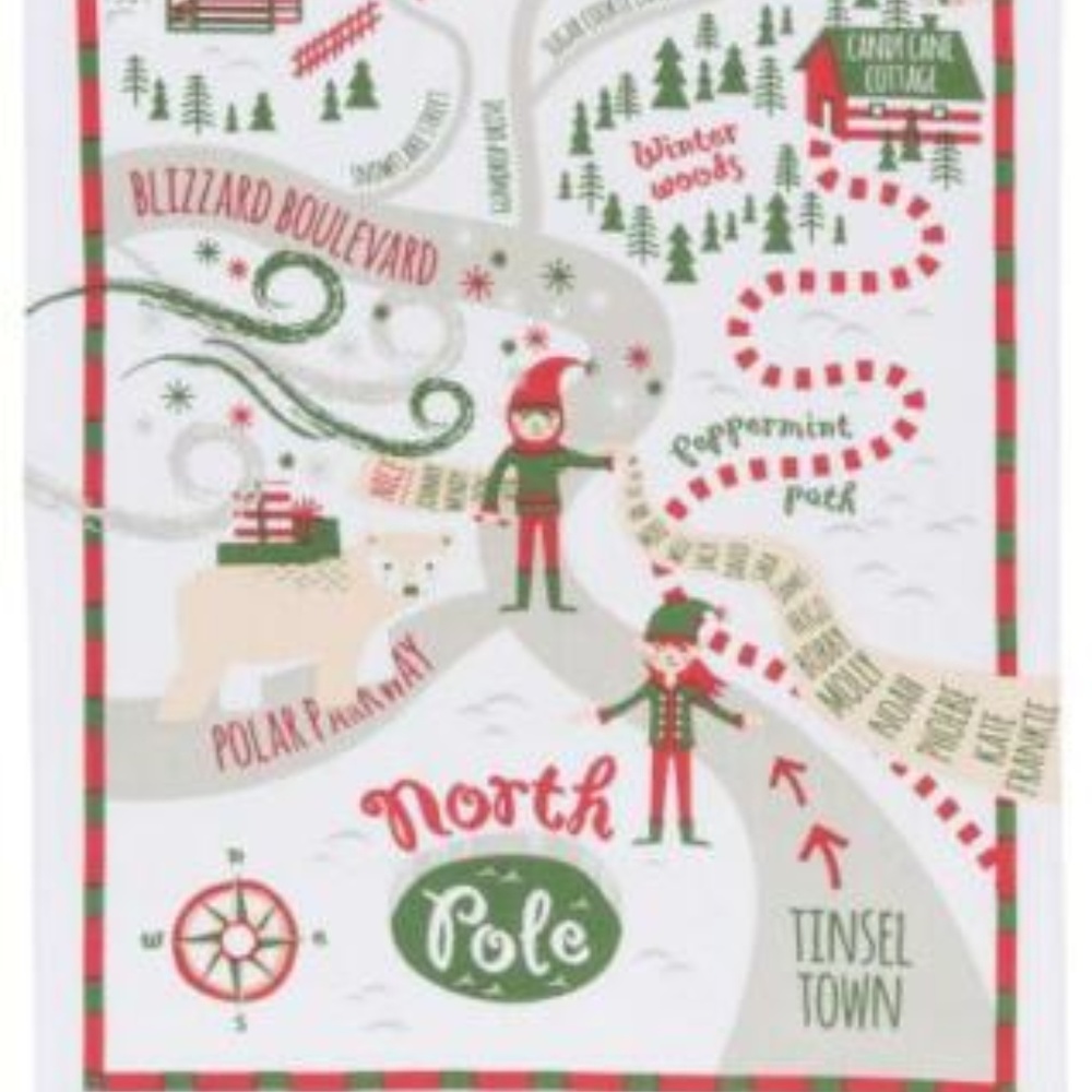 NOW DESIGNS Tea Towel NORTH POLE ELVES NWT - Picture 4 of 4